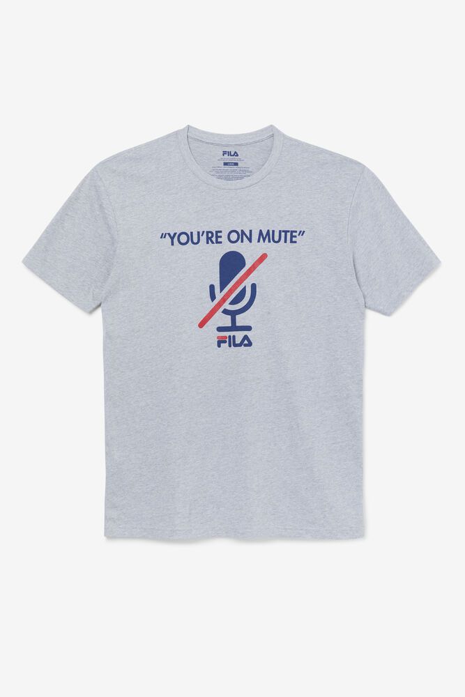 Fila T-Shirt You're On Mute Mens Grey - India CWN-324907